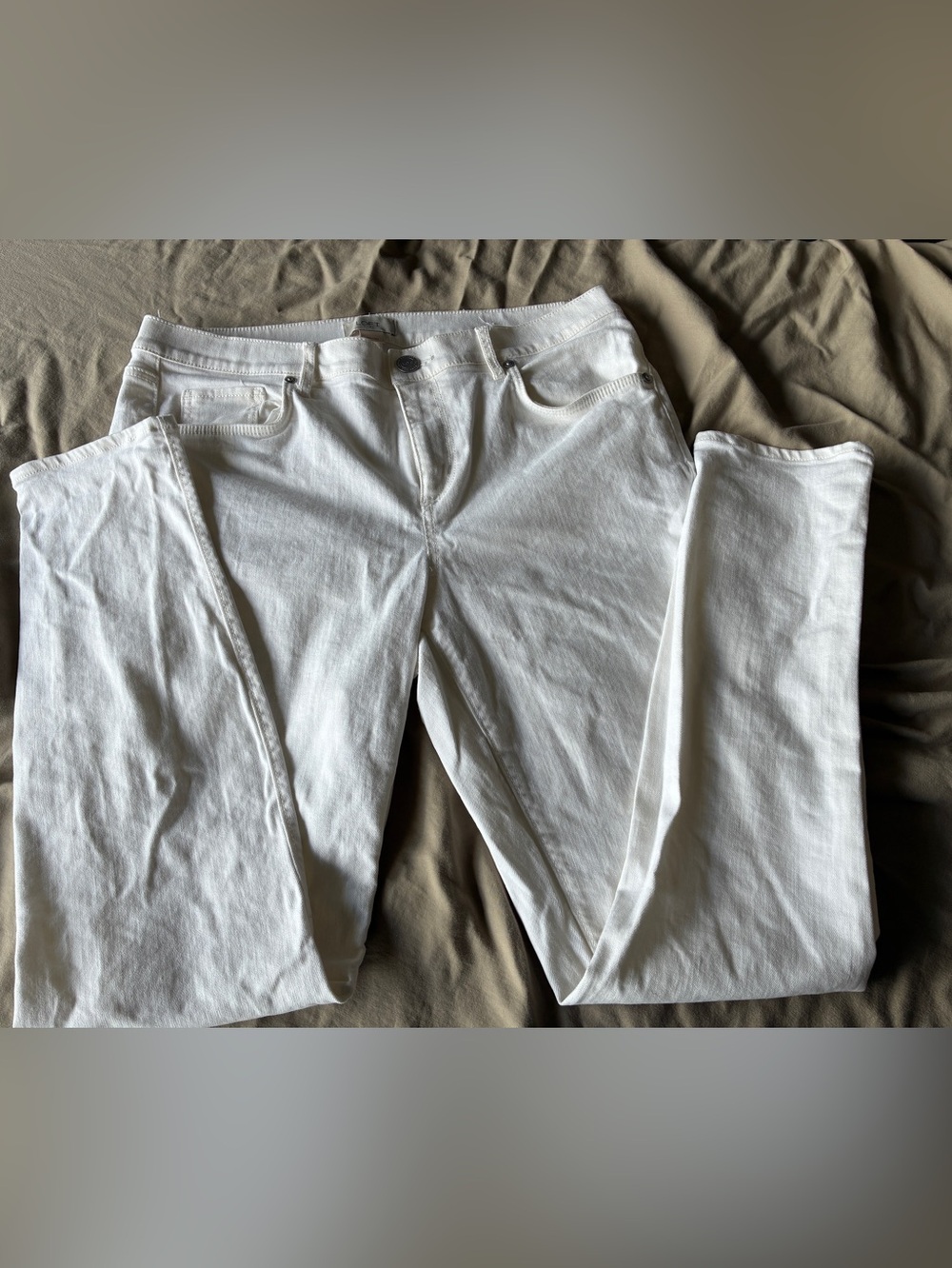 LOFT White Denim Jeans with Subtle Stitching